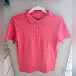 Lands' End Women's Coral Pink Short-Sleeve Polo Size S (6-8) | Spring | Golf